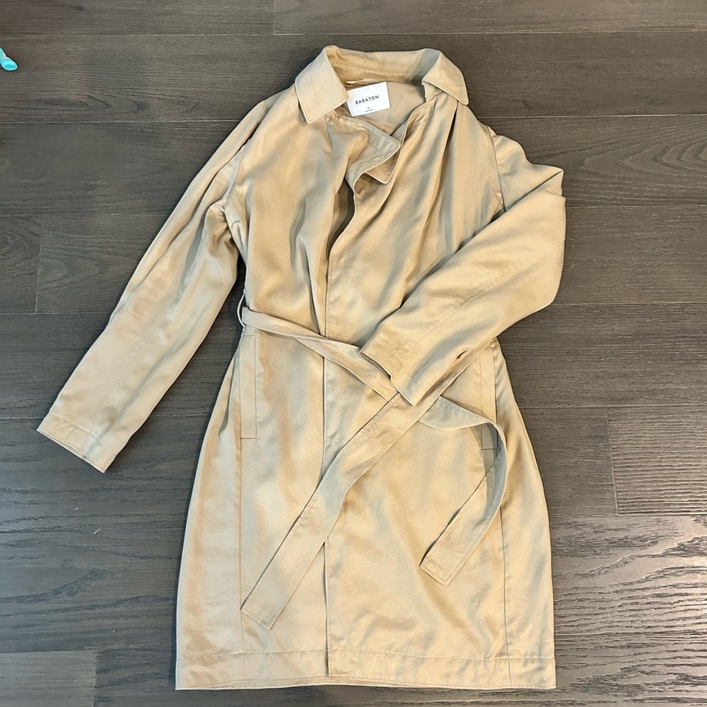 Aritzia Babaton Maximo Trench Coat olive beige tan medium